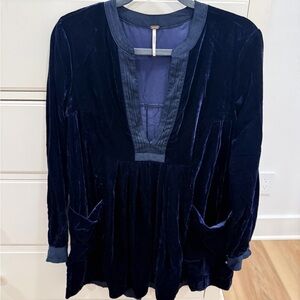 Free People Midnight Blue Velvet Tunic